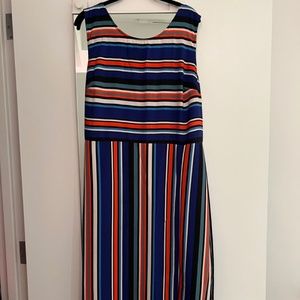 Floor length striped colorful sleeveless dress